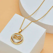 Diamond Heart Mom Necklace