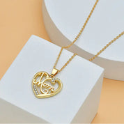 Diamond Heart Mom Necklace