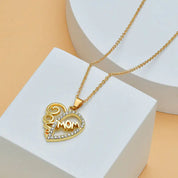 Diamond Heart Mom Necklace