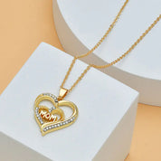 Diamond Heart Mom Necklace